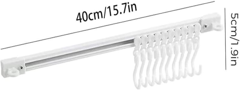 TTYGRHQ 2Pcs Multifunctional Slide Rail Hook, Adhesive Wall Hooks Rack Kitchen Rail, Space Saving Utensil Rack with 10 Hooks No Drilling Hanger for Bathroom Kitchen Bedroom Office(40cm/15.7in) - Image 5